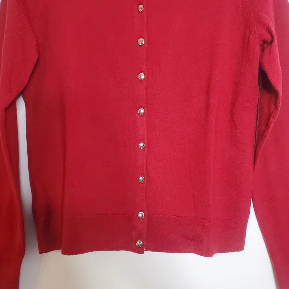 Banana Republic Extra Fine Merino Wool Women Sweater Cardigan Size M Red Stretch - Picture 5 of 9